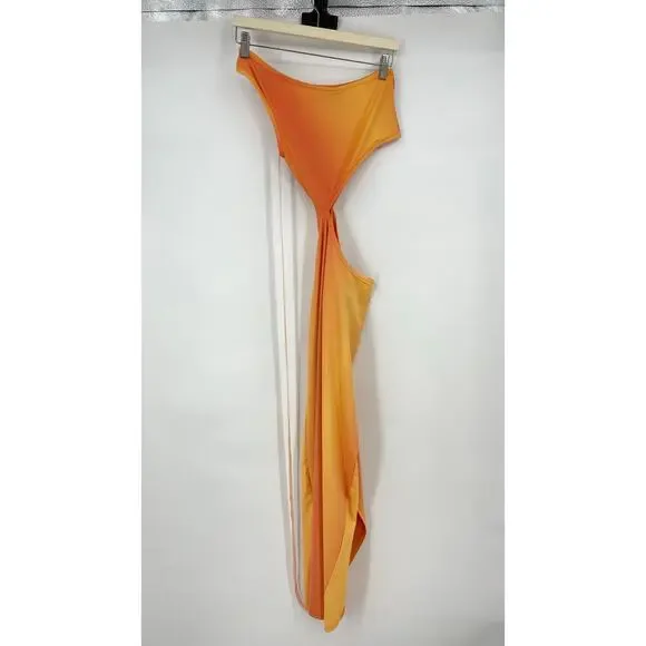 OW CollectionNWT Isabel Dress in Gradient Print Orange Cut Out Midi XS